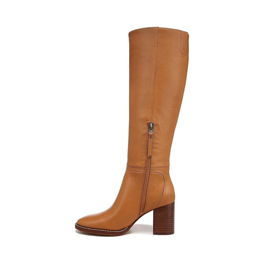 Sam Edelman Elsy Caramel Leather Block Heel Boot Womens Size 8 NWT/MSRP$250